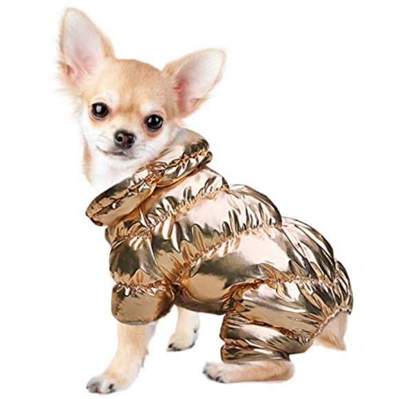 Gold L Puppy Thick Soft Warm Winter Waterproof Pet/Dog Fleece Lined Puff Coat‎ - Picture 2 of 4